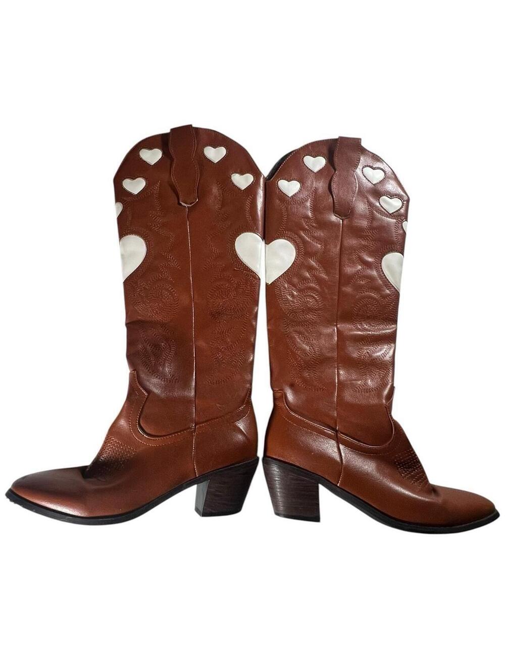 Dollskill Brown Leather Heart Western Boots